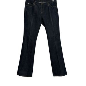 Michael Kors Bootcut Jeans Wms Sz 10 Blue Dark Wash Mid Rise Gold Stitched
